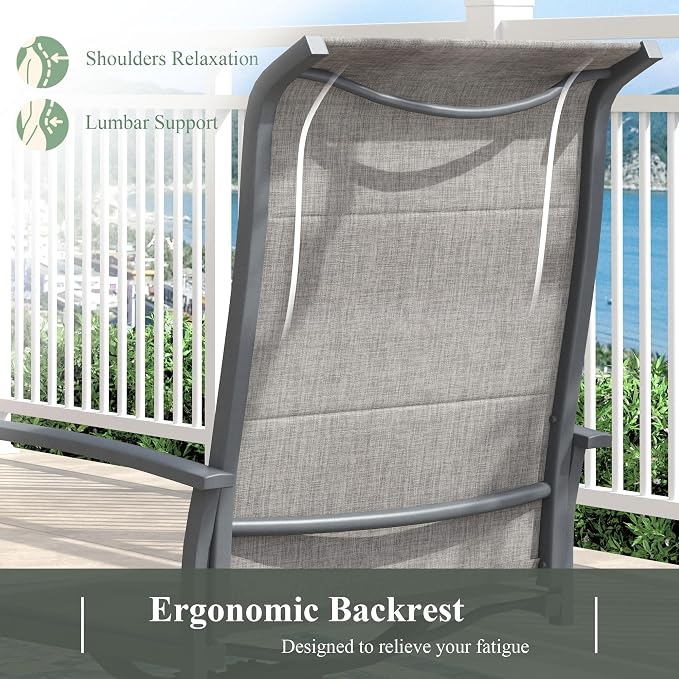Outdoor Dining Set for 4, 40.7" Outdoor Dining Table with Umbrella Hole and Padded Textilene Patio Swivel Chairs, 5 Pieces Patio Table and Chairs Set for Garden Backyard, Grey and Dark Grey
