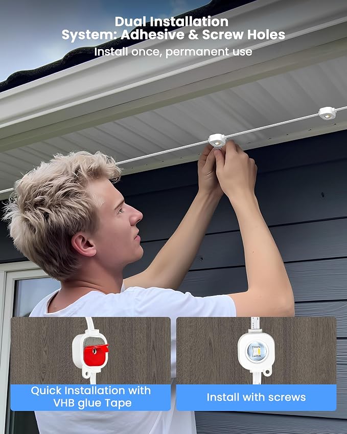 Gefolly Permanent Outdoor Lights Pro, 150ft, 90 RGBW Light, 111 Scene Modes | Double-LED for Daily, Halloween, Christmas, IP67 Waterproof for Outdoor Decor, Works with Alexa, Google Assistant, White