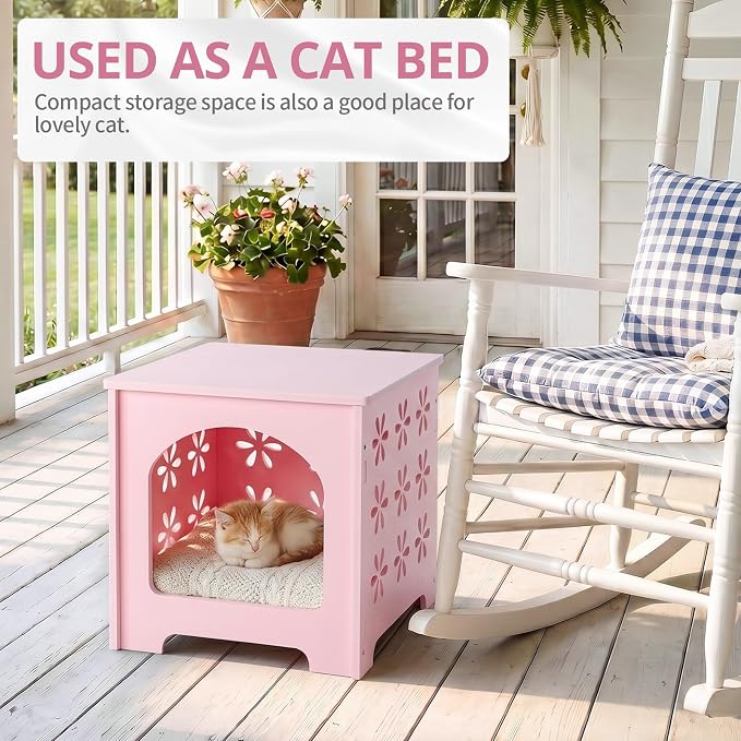 Outvita Side Table for Indoor & Outdoor, Square Modern Side Table with Storage Layer, Night Stand, Bedside Table, Tooless Assembly for Patio, Living Room, Bedroom