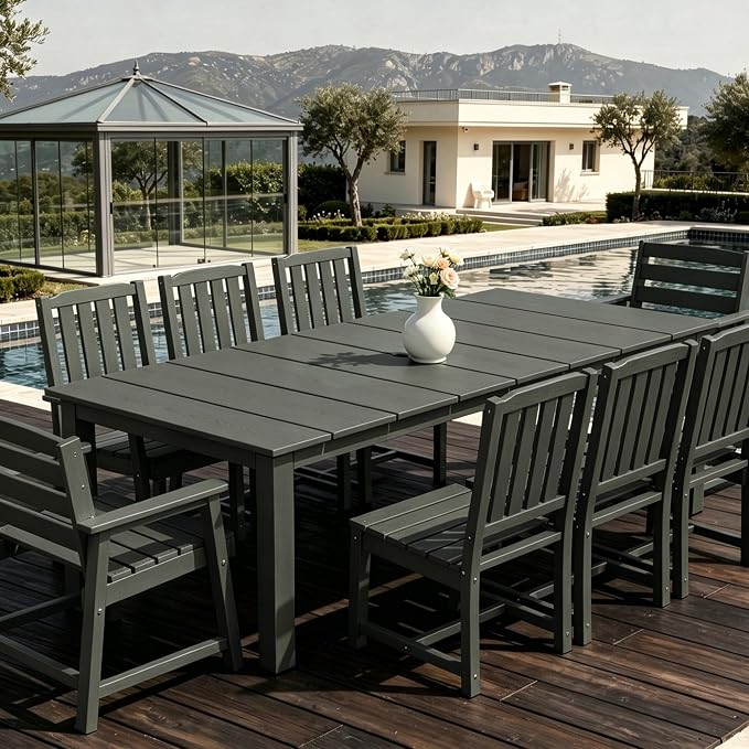 AreShark Patio Dining Chair Set of 2,All Weather HDPE Outdoor Dining Armless Chairs with Wide Seat and Backrest,Weatherproof Patio Chairs for Garden,Backyard,Deck,Gray