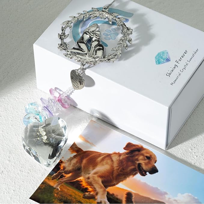 Dog Memorial Suncatcher, Loss of Dog Sympathy Gifts, Dog Remembrance Gift | Holding My Dog as Reminder of Loyal Friend, Pet Loss Crystal Suncatcher