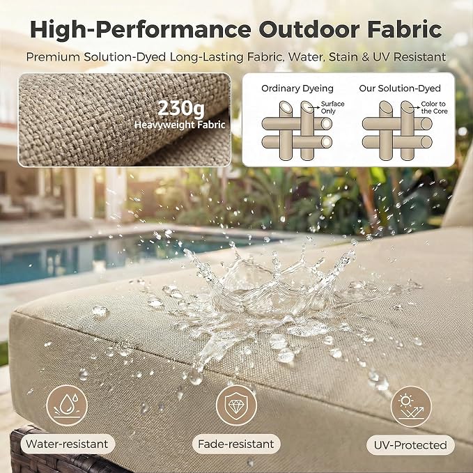 NICESOUL 9 Piece Modern Extra-Large Outdoor Patio Sectionals with Fire Pit Table Natural Gas & Propane, 29.3'' High Back Comfortable Conversations for Outside, Deep Seating Modular Sofa Couches, Tan