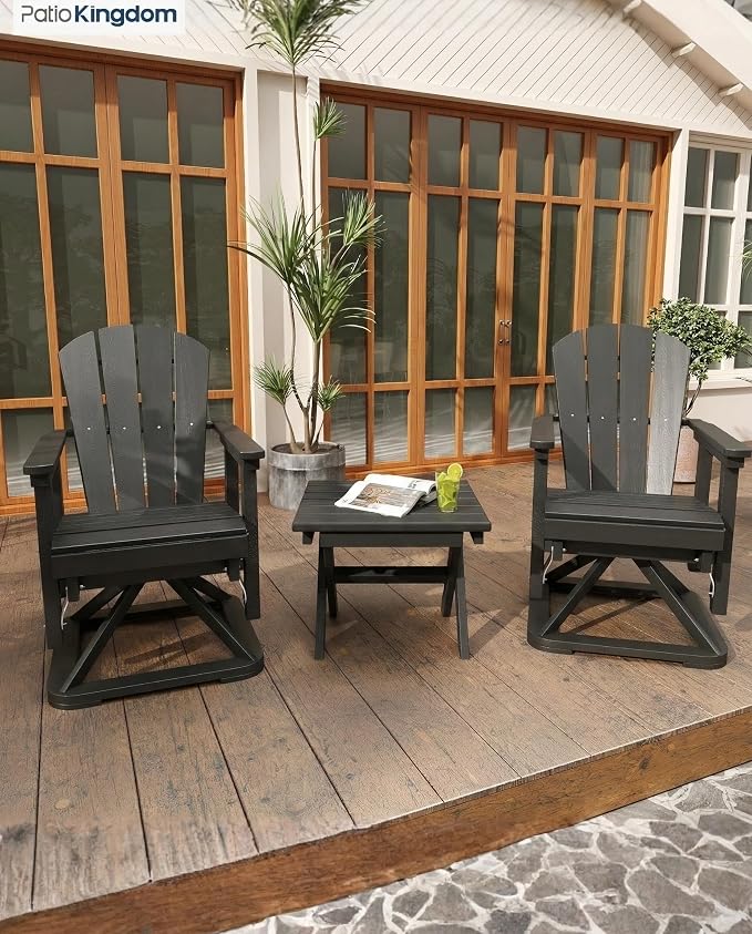 Outdoor Folding Side Table, Lightweight & Space-Saving Design, All-Weather HDPE Material, Realistic Wood-Grain Finish (Black,1 Table)