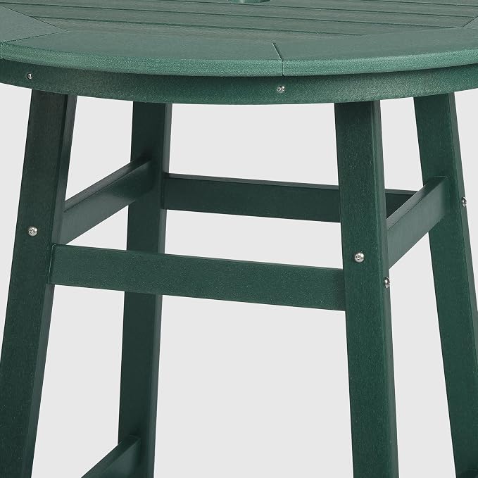 WestinTrends Outdoor 35" HDPE Round Patio Counter Height Bar Table, Dark Green