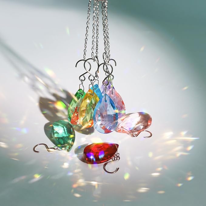 10pcs 38mm Crystal Suncatcher Pendants Chandelier Parts Decor | Crystal Sun Catcher, 38mm Hanging Crystal, Chandelier Parts, Prism Pendants with Hook, Crystal Christmas Ornaments Home Decor
