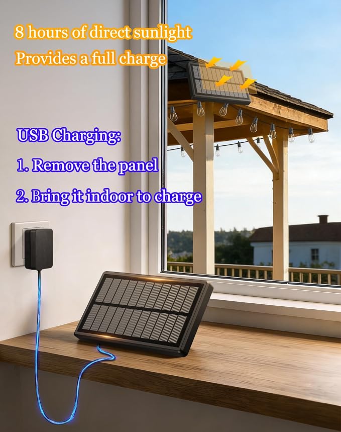 148ft-Solar-Powered-Lights-Outdoor-Waterproof-String Lights-Outside-Patio-Yard-Garden-Fence-Backyard-Deck-Porch-Balcony-Patios-Camping-Battery-Operated-LED-Fairy-Strip-Lighting-Hanging-Edison-Bulbs