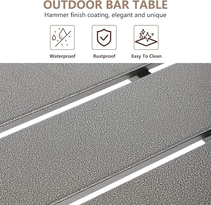 Outdoor Patio Counter Height Bar Table, 55" Rectangle for Patio, Garden, Yard, Balcony, Poolside