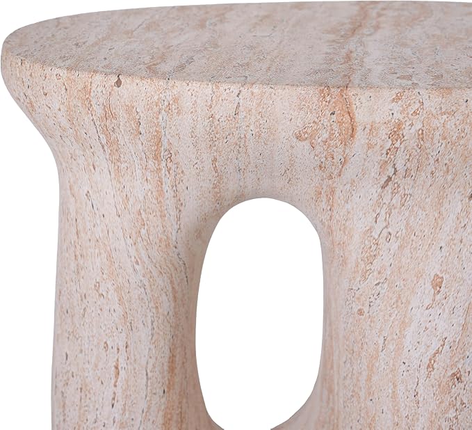 Christopher Knight Home 18.9 Inch Modern U Shaped Accent Table, Sculptural MGO Stone Look Side Table for Indoor Outdoor Garden Balcony Living Room Entryway Bedroom