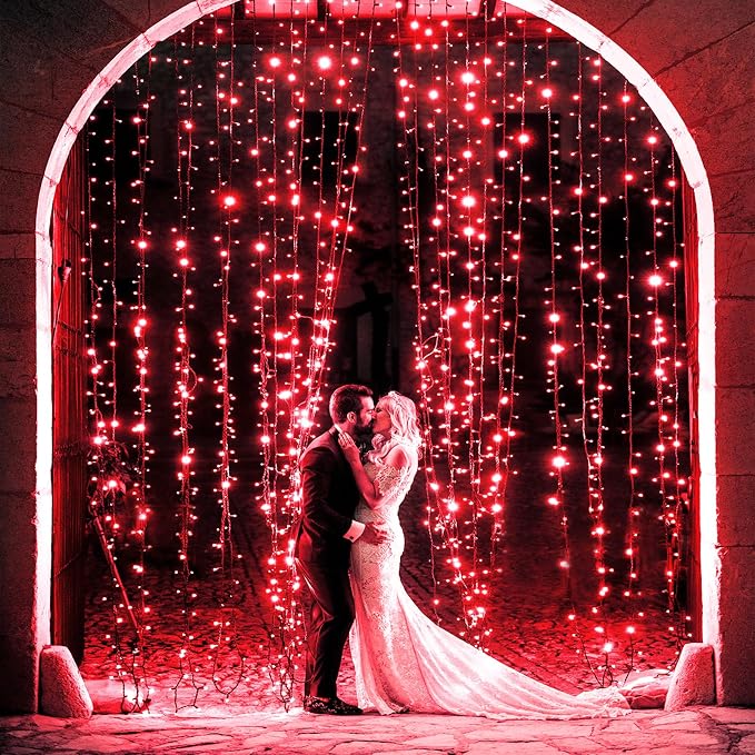 2 Pack Christmas Lights Outdoor, Total 200FT 600LED Christmas Tree Lights | Red, Waterproof 8 Modes Plug in Connectable String Lights for Outside Indoor Halloween Patio Garden Party Decorations