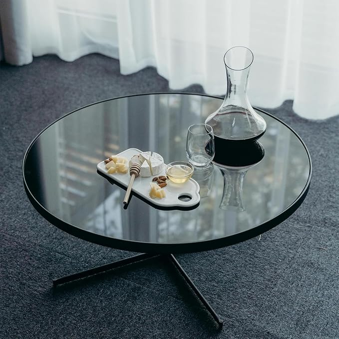 60 inch Round 1/4" Thick Pencil Polished Edge Glass Table Top with 6 Bumpers - Tempered, Scratch Resistant & Safety Replacement Glass Designed for Dining, Coffee, Patio & End Tables
