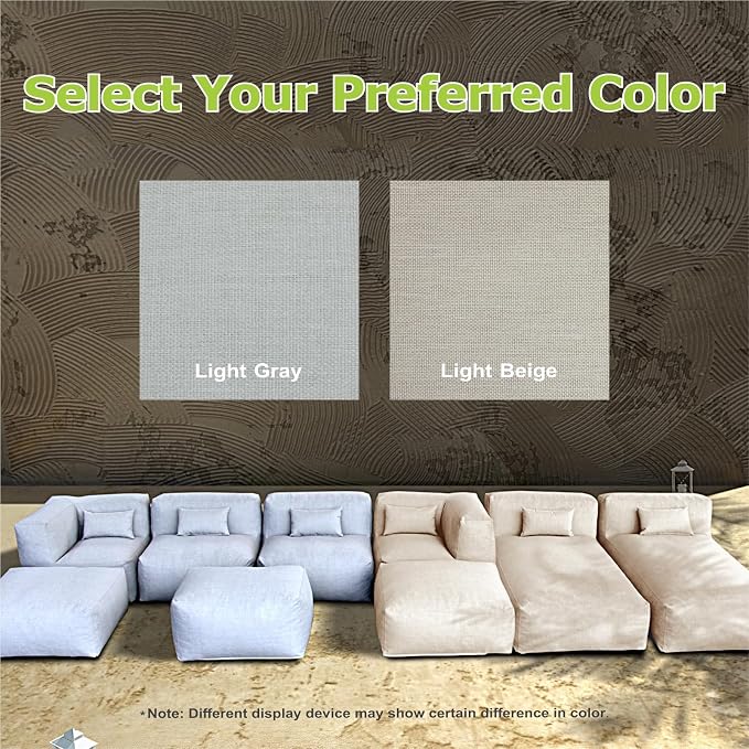Dineli ANNYH Patio Modern Outdoor Furniture Sectional Conversation Set - Combines 2Lounger 2Middle 2Corner 3Ottoman Exp Foam Filled Chairs.A Unique Modular Contemporary Sofa (Light Beige)