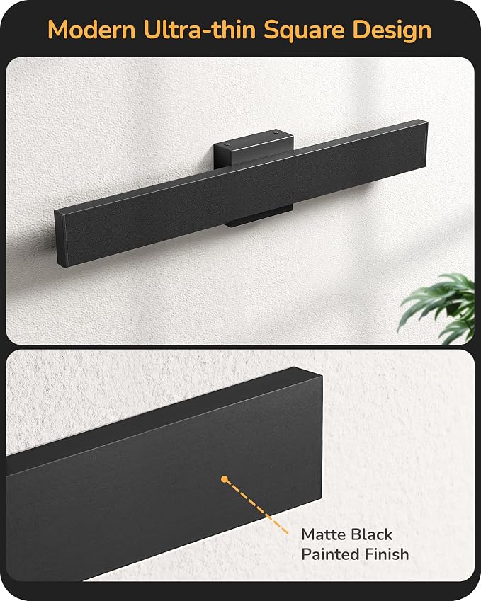 EDISHINE 23.6" Modern Outdoor Wall Lights, 3CCT & 10%-100% Dimmable, IP65 Waterproof, LED Exterior Lighting Fixtures, Linear Outdoor Wall Sconce for Porch, Patio, 2 Pack, Black