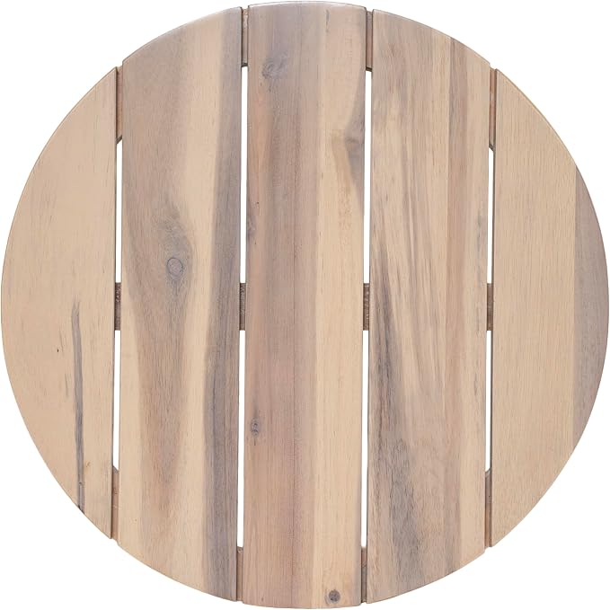 Christopher Knight Home Jara Outdoor Round Side Table, Slat Panel Small Coffee Table, Acacia Wood Side Desk for Backyard Balcony Garden, Weather Resistant Patio End Table, Light White