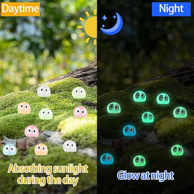 CCINEE 100pcs Luminous Ghost Tree Elves Fairy Resin Briquettes Miniature Garden Accessories Glow in The Dark for Fairy Garden Cake Decoration Easter Egg Fillers Party Supplies （Multicolor）