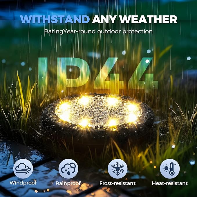 SOLPEX 20 Pack Small Solar Ground Lights, Driveway Lights Warm White | Solar Powered Pathway Lights Waterproof, Landscape Lighting for Walkway, Garden, Backyard, Patio- Black Lampshade