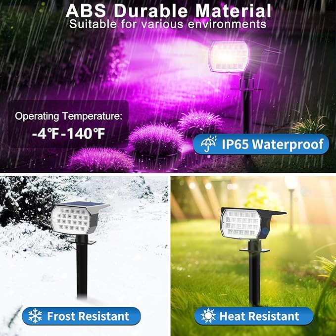 Tadyreal Solar Color Changing Spot Lights Outdoor Waterproof Colored RGB Solar Powered Landscape Lights for Yard 7 Lighting Modes Multicolor Solar Spotlights for Pathway Garden Outside (6 Pack)