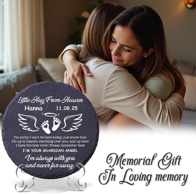 Personalized Miscarriage Garden Stone, Infant Loss Memorial Gift for Mother, Angel Baby Memorial Slate Plaque, Grieving Sympathy Gifts for Loss of Baby Remembrance Carried for a Moment