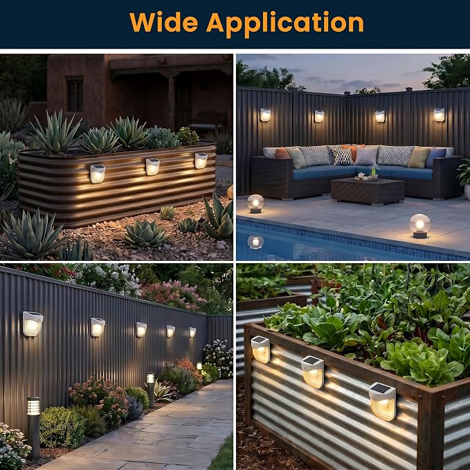 Solar Outdoor Lights, Dusk to Dawn Solar Fence Lights with Magnetic Base, Waterproof LED Deck Lighting 3000K Warm White, Garden Decor for Fence, Deck, Patio, Yard, FCC Certified, Gray, 4 Pack