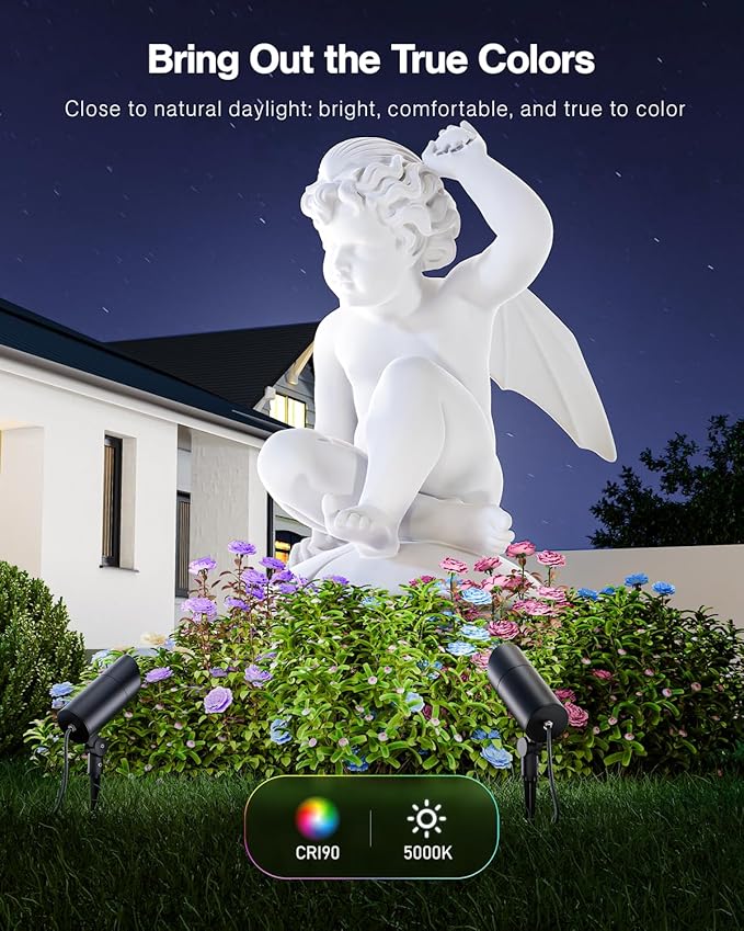 HIBOITEC 2 Pack 30W Outdoor LED Spotlight 120V 3000LM 5000K Spot Lights Waterproof Landscape Lighting for Flag Pole Tree Statue, 5.9 FT Cord with Plug