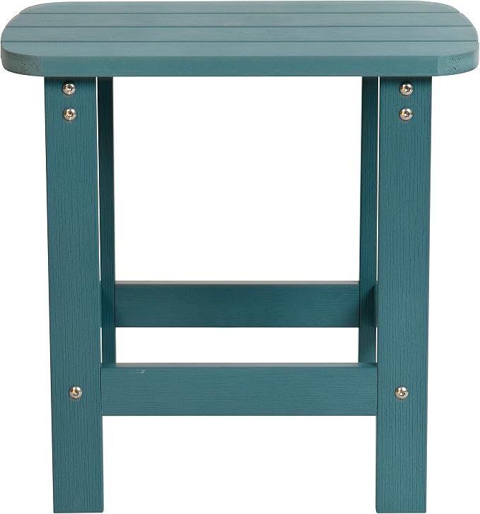 Merrick Lane Riviera Poly Resin Adirondack Style Side Table - Sea Foam - Indoor/Outdoor - All-Weather