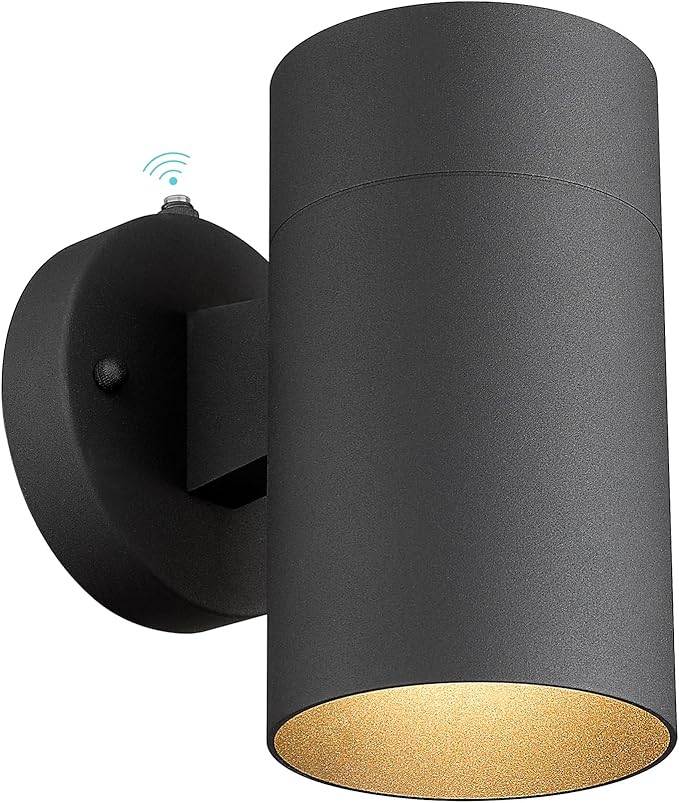 Ken & Ricky Dusk to Dawn Outdoor Wall Sconce Lights,Cylinder，Black ，1 PK | With Photocell Sensor,No Glare Exterior Lighting Fixtures,Outside Wall Light For House Front Porch Garage Patio Entryway