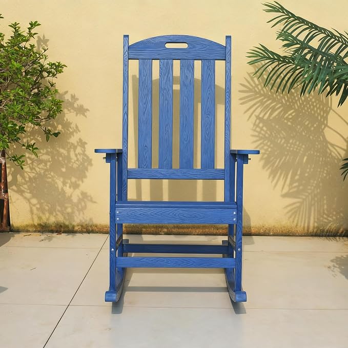 Wooden Rocking Chairs Outdoor, Navy Blue
