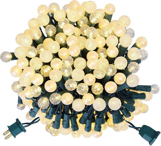 Globe String Lights, 200 LED Mix-Ball Fairy Lights Plug in UL Listed 67FT Christmas Tree Lights Christmas Outdoor Indoor Fairy Lights for Bedroom Tree Patio Party Garden Wedding, Warm White