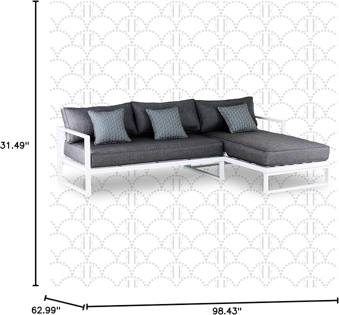 Elle Decor Paloma Outdoor Patio Furniture Collection in Weather-Resistant Metal Frame Patio, Sectional, White