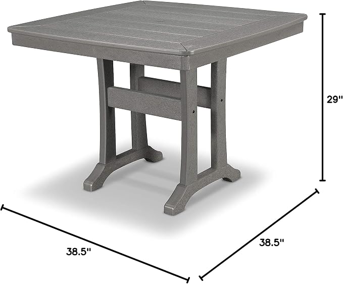 POLYWOOD® Nautical Trestle 37" Dining Table in Slate Grey