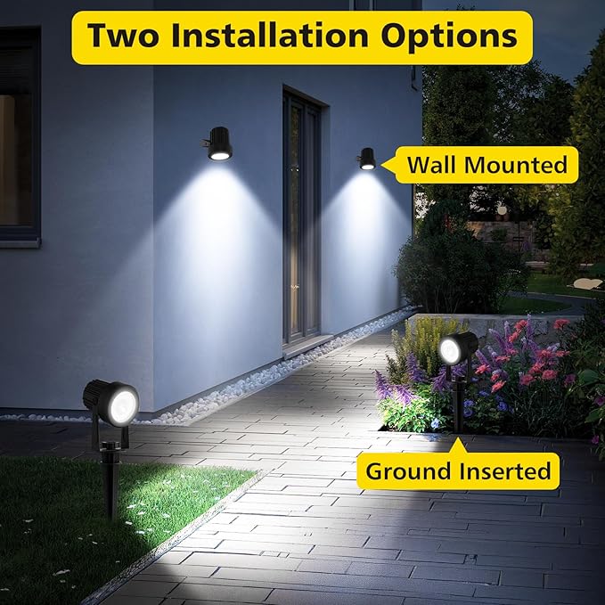 T-SUN Solar Spotlights Outdoor Waterproof, 2-in-1 Solar Landscape Spotlights LED Garden Spot Lights for Yard Tree Garden Pond Pool Area (White)