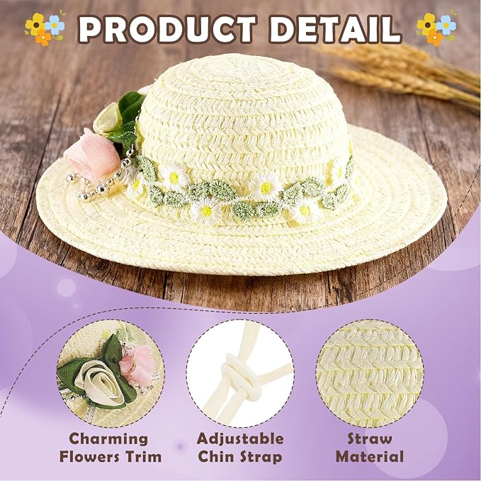 Erythem Gardener Porch Goose Outfits, Cute Spring Porch Goose Clothes with Straw Hat, Shovel & Flower Pot Fits 23" Cement Plastic Geese Statue for Outdoor Garden Yard Decor