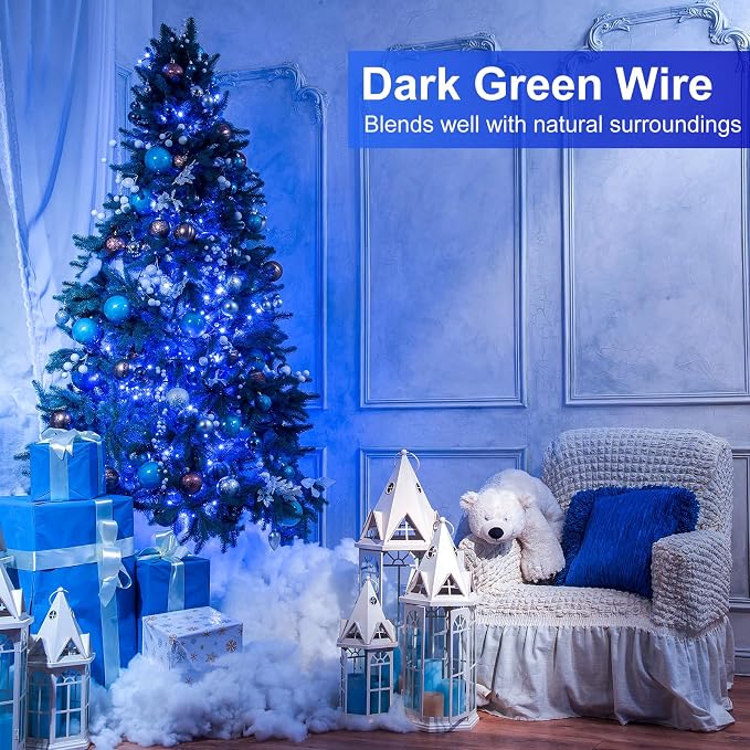 2 Pack Christmas Lights Outdoor, Total 200FT 600 LED Christmas Tree Lights | Blue, 8 Modes Waterproof Connectable String Lights for Outside Indoor House Yard Patio Garden Wedding Holiday Decorations