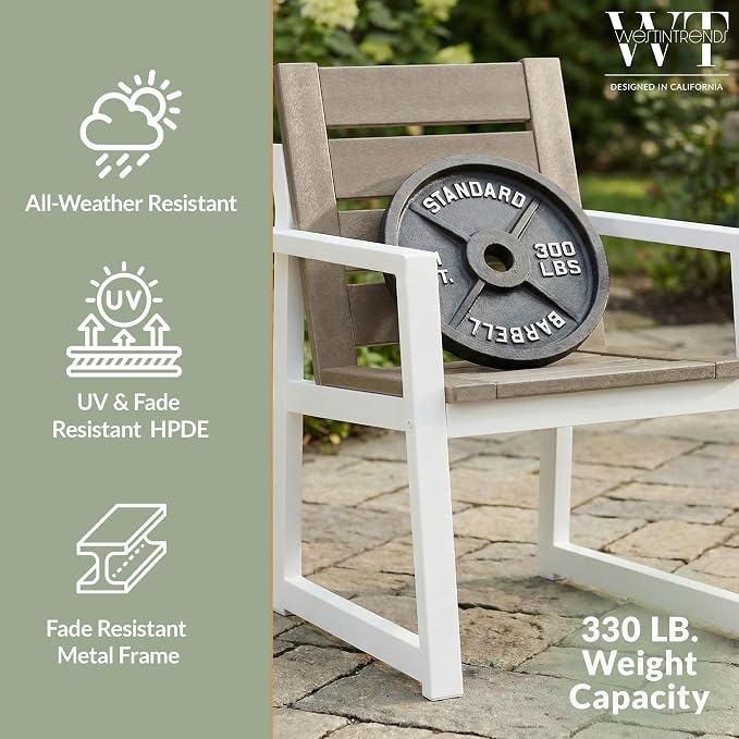 WestinTrends Cape May 9-Piece HDPE Outdoor Furniture Patio Dining Table with Umbrella Hole and Chairs Set for 8, Weathered Wood