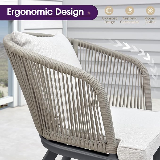 PURPLE LEAF 9 Pieces Patio Dining Set with Waterproof Furniture Cover Rectangular Table and Chairs Set for Garden Deck Aluminum Frame Backyard Kitchen Set, Cushions and Pillows Included Taupe