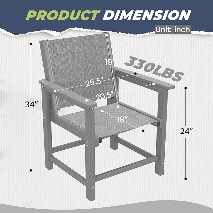 Amopatio HDPE Outdoor Dining Chairs Set of 4