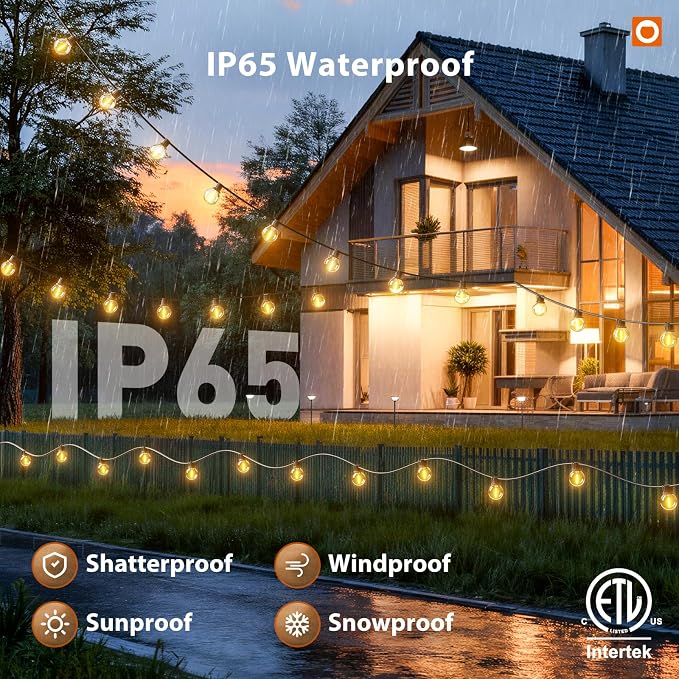 addlon Outdoor String Lights 100FT G40 with APP 54 LED Shatterproof Bulb | Dimmable Patio Globe Light Waterproof, Hanging Smart Outside Lighting for Backyard, Garden, Deck, Balcony, Porch, Café, Decor