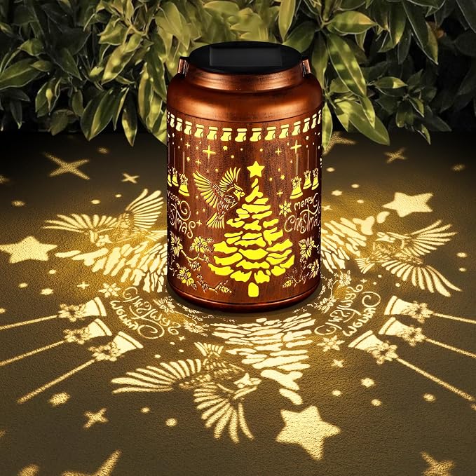 Solar Lanterns Outdoor Waterproof Garden Decor Gifts for Women( Red Bird) | Metal Hanging Solar Lights Birthday Gifts for Grandma Mom Solar Decoration Outside for Yard, Patio, Backyard, Porch
