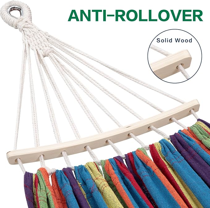 GAFETE Double Hammock for Outside with Tree Straps, Replacement for Stand（Classic Red, Medium）