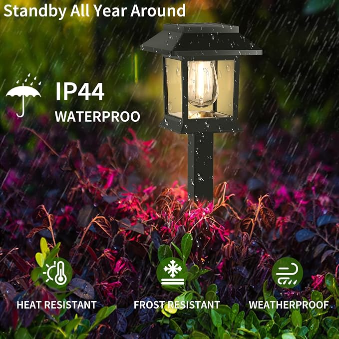 Greluna Solar Lights Outdoor, 6 Pack Waterproof Auto On/Off Solar Pathway Lights for Garden, Landscape, Path, Yard, Patio, Driveway, Walkway Decor