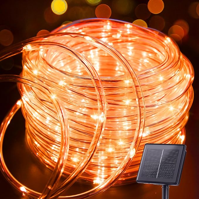 Brightown Halloween Solar Rope Lights, 39FT 100LED, Orange | IP65 Solar Fairy Lights with 8 Lighting Modes, Halloween Decoration Outdoor for Party Garden Yard Holiday Tree Decoration