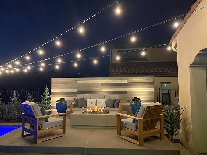 Brightech Ambience Pro LED String Lights, Commercial Grade 48 ft | Plug-in Outdoor String Lights, Waterproof Patio Lights, 15 Shatterproof LED Edison Bulbs for Backyard, 2W Soft White