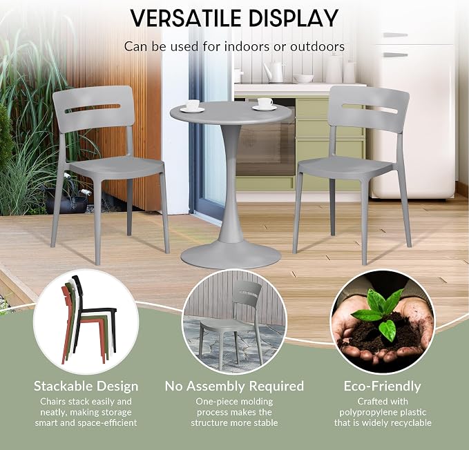 WestinTrends Playa 3-Piece Outdoor Resin Patio Bistro Set with Stackable Patio Dining Chairs, Gray