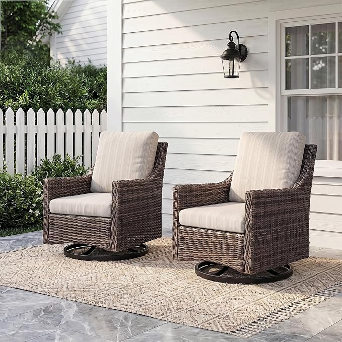 Wicker Patio Conversation Set, Outdoor Patio Furniture Set with Deep Seating, Wide Armrests & Thick Cushions, All-Weather Outdoor Furniture Set for Patio, Porch, Deck & Backyard