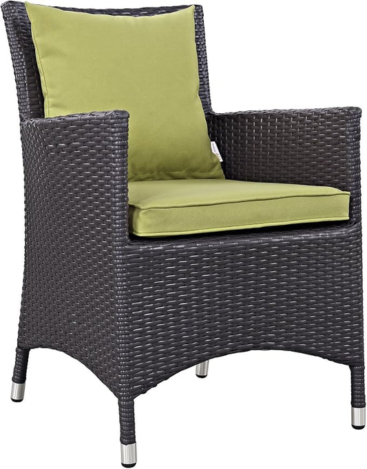 Modway Convene Wicker Rattan Outdoor Patio Dining Armchair With Cushion in Espresso Peridot