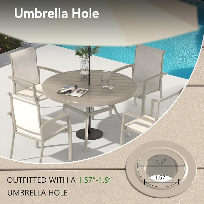 Round Patio Dining Table, 6-7 Seater, Sandstone