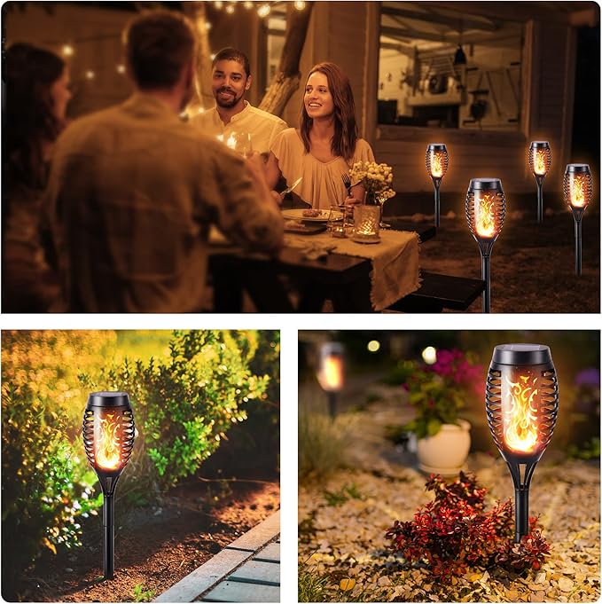 Toodour Solar Torch Flame Lights, 6 Pack Solar Lights Outdoor with Flickering Flame, Waterproof Patio Light Landscape Decoration Lighting for Garden, Lawn, Yard, Outdoor Decorations