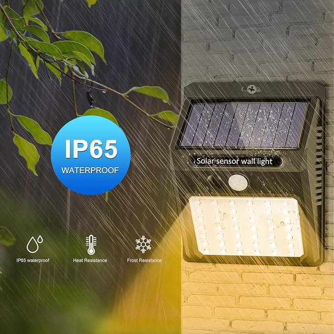 Solar Lights Outdoor, 6 Pack Solar Motion Sensor Outdoor Lights with 3 Lighting Modes, IP65 Waterproof Solar Fence Lights for House (Warm White)
