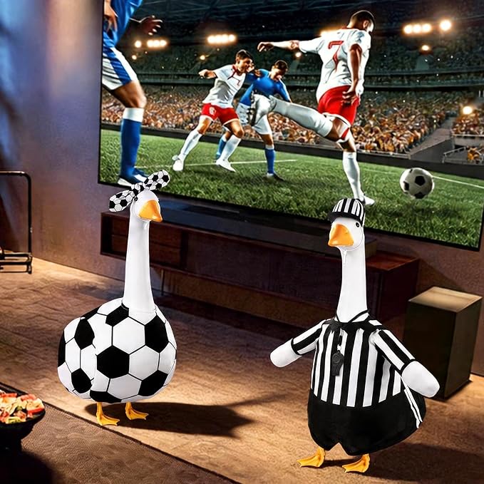 Celltestria 2 Set Soccer Goose Outfits Football Referee Porch Goose Costume Game Day Goose Clothes for 23" Geese Football Party Sport Season Outdoor Patio Yard Lawn Garden Art Decoration