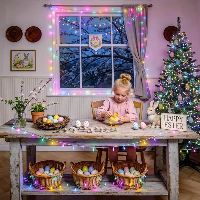 JMEXSUSS 168ft 600 LED Easter Lights Outdoor Indoor Clear Wire | Pastel String Lights with Remote, Multicolor Easter Christmas String Lights Plug in for Bedroom Tree Room Party Decorations