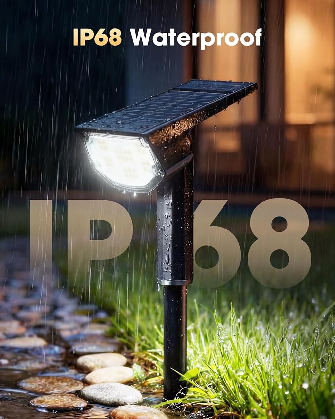 AloftSun Solar Spot Lights Outdoor Waterproof IP68, Solar Landscape Lights- 30 LED/2 Modes Solar Powered Spotlights,Landscape Lighting for Yard and Garden,White,2 Pack
